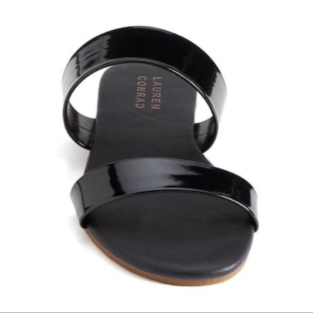LC Lauren Conrad Black Double Strap Slip On Sandal - Picture 3 of 5